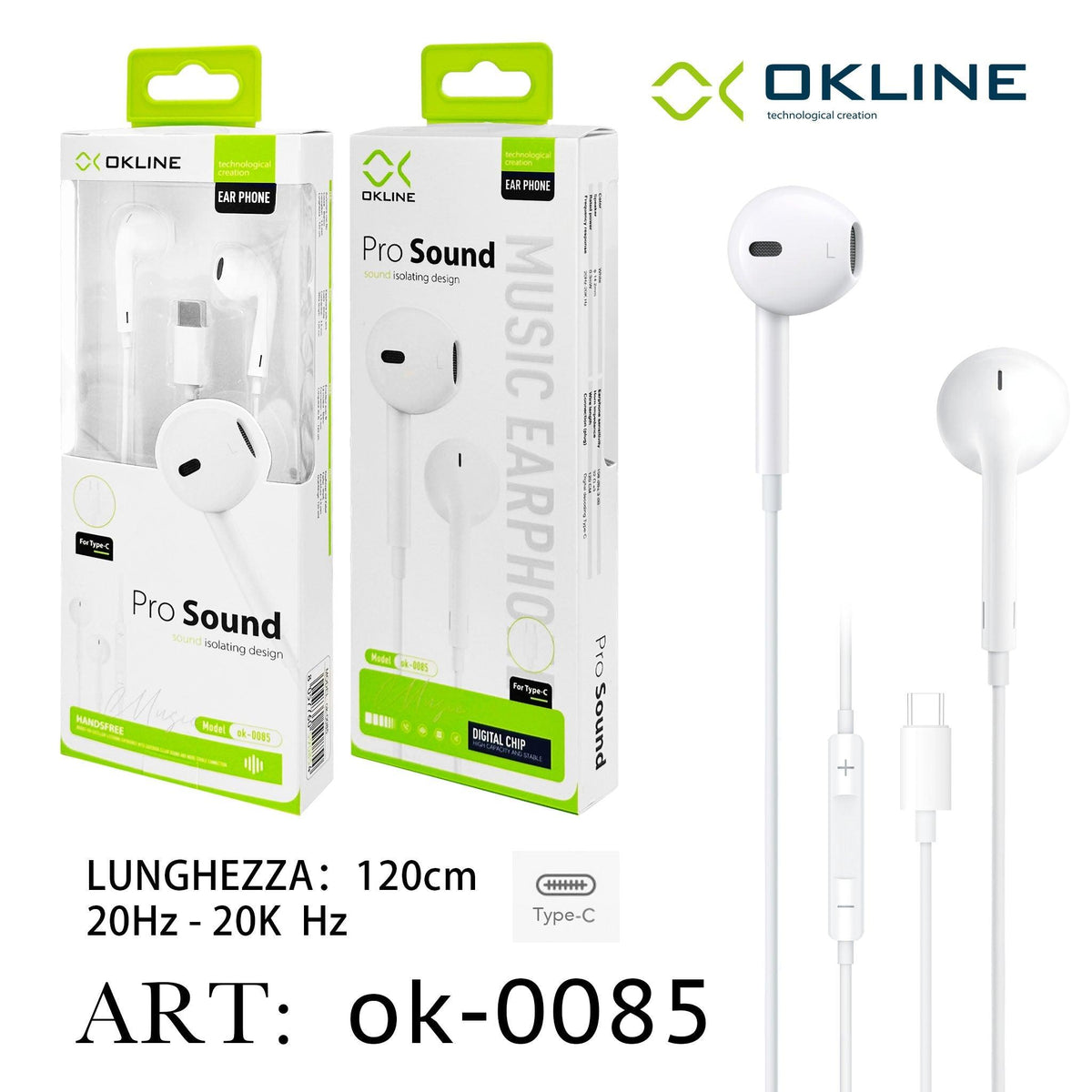 ART.OK-0085 OKLINE TC Auricolari Bianco - koseakasa