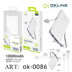 ART.OK-0086 OKLINE WHITE POWER BANK 10000mAH - koseakasa