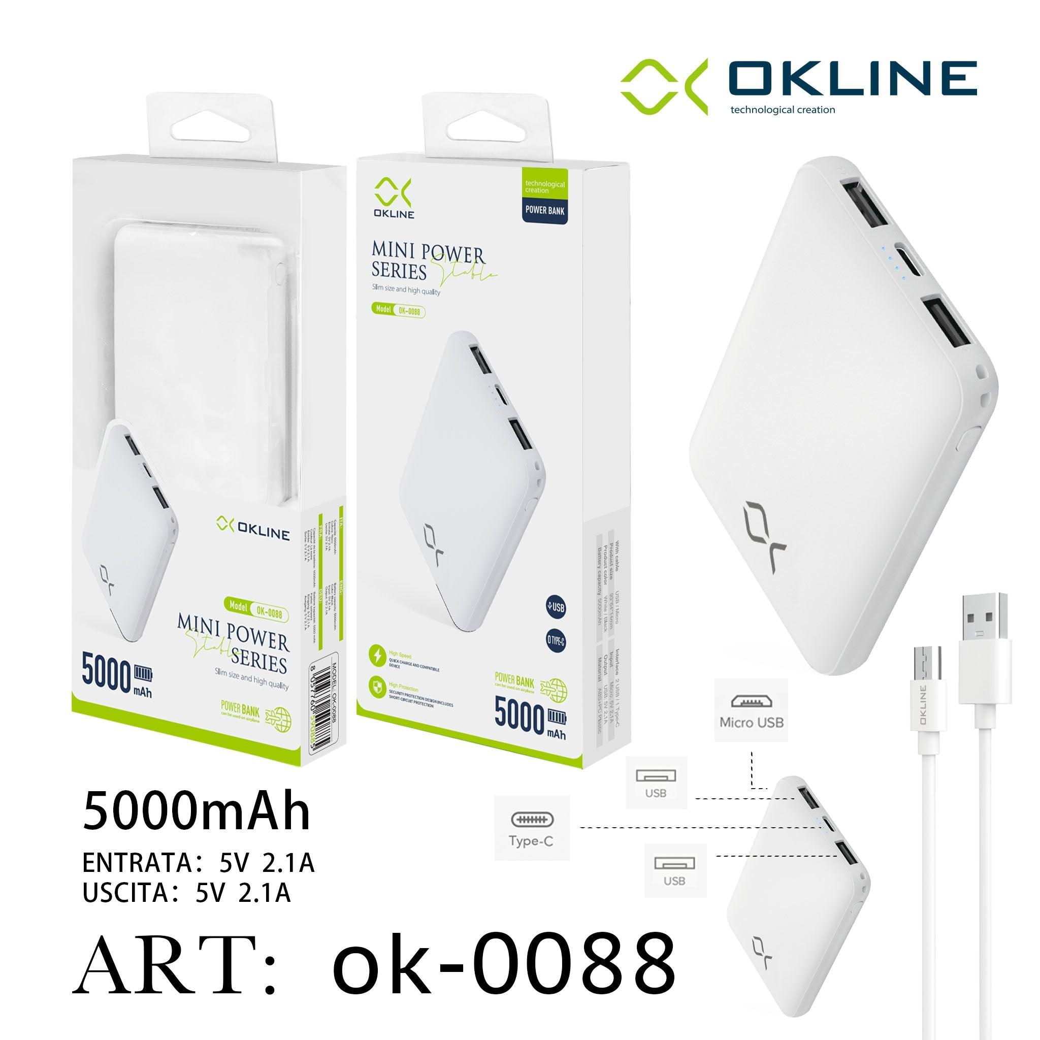ART.OK-0088 OKLINE WHITE MINI POWER BANK 5000mAH - koseakasa