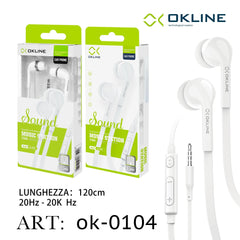 ART.OK-0104 OKLINE MUSIC STATION AURICOLARE A FILO UNIVERSALE 3.5MM BIANCO - koseakasa