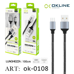 ART.OK-0108 OKLINE Micro USB Cavo intrecciato 2.4A 100cm Argento - koseakasa