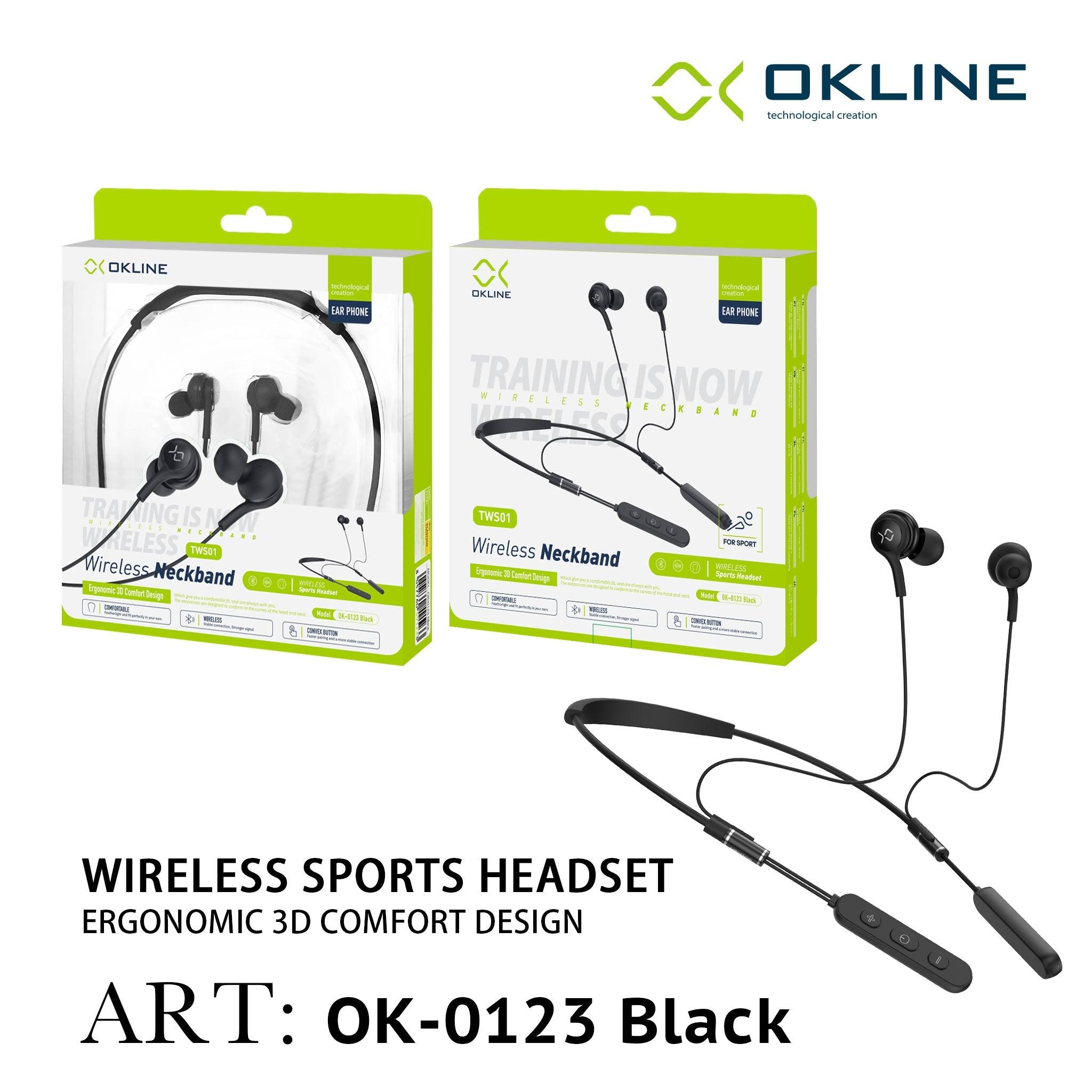 ART.OK-0123NERO OKLINE WIRELESS NECKBAND AURICOLARE SPORT NERO - koseakasa