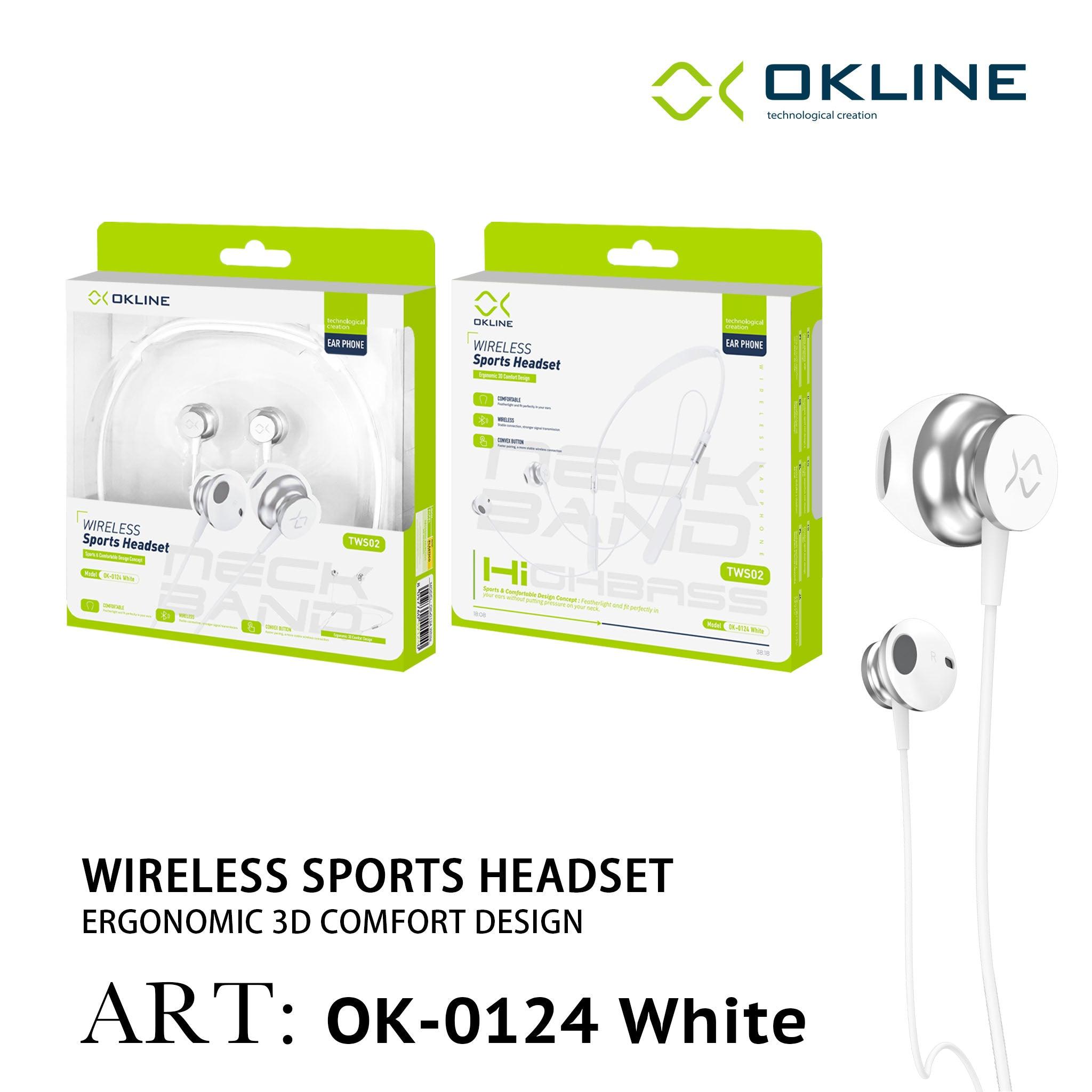 ART.OK-0124BIANCO OKLINE WIRELESS HEADSET AURICOLARE SPORT BIANCO - koseakasa