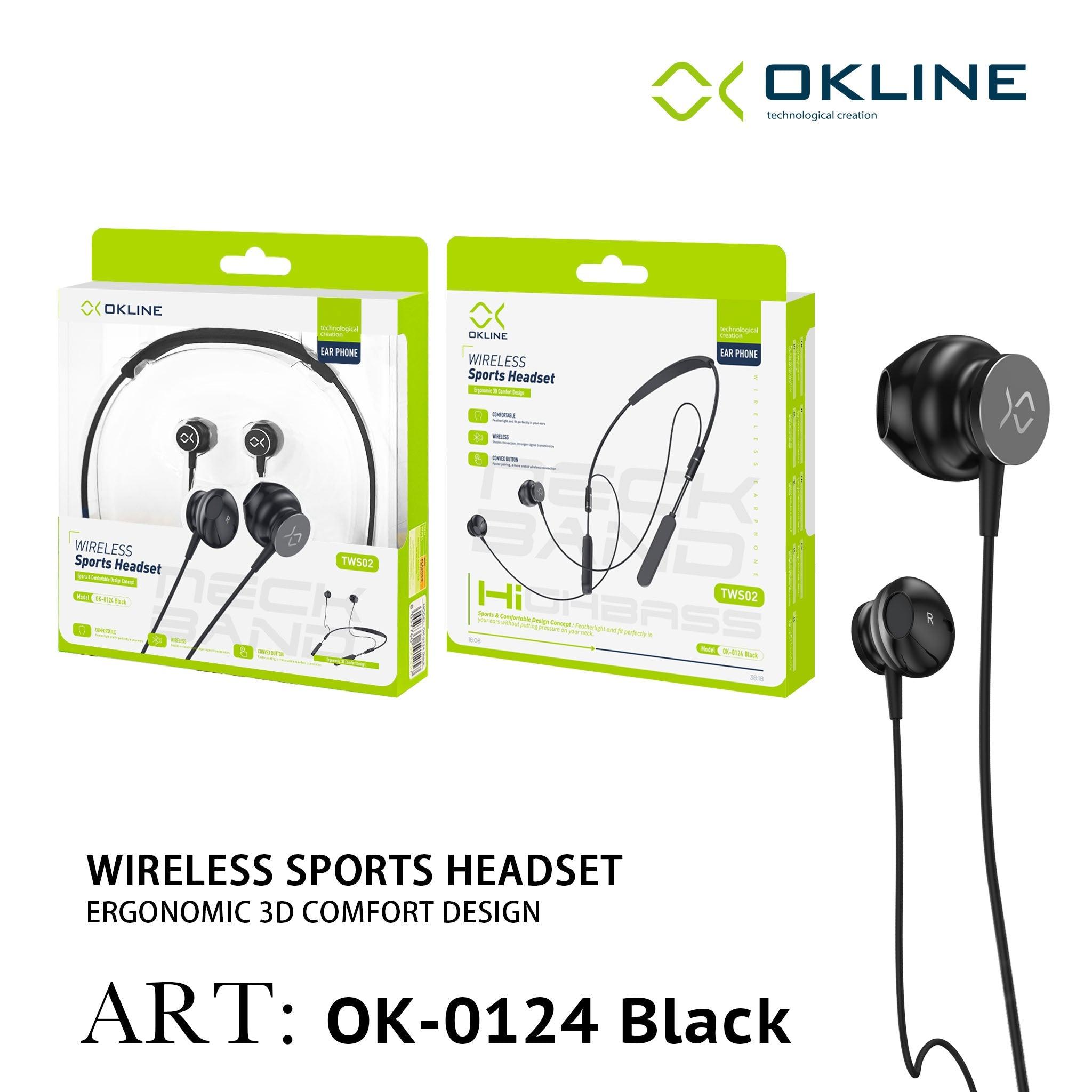 ART.OK-0124NERO OKLINE WIRELESS HEADSET AURICOLARE SPORT NERO - koseakasa