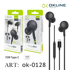 ART.OK-0128 OKLINE FUTURE BASS AURICOLARE A FILO INTRECCIATO TYPE-C NERO - koseakasa
