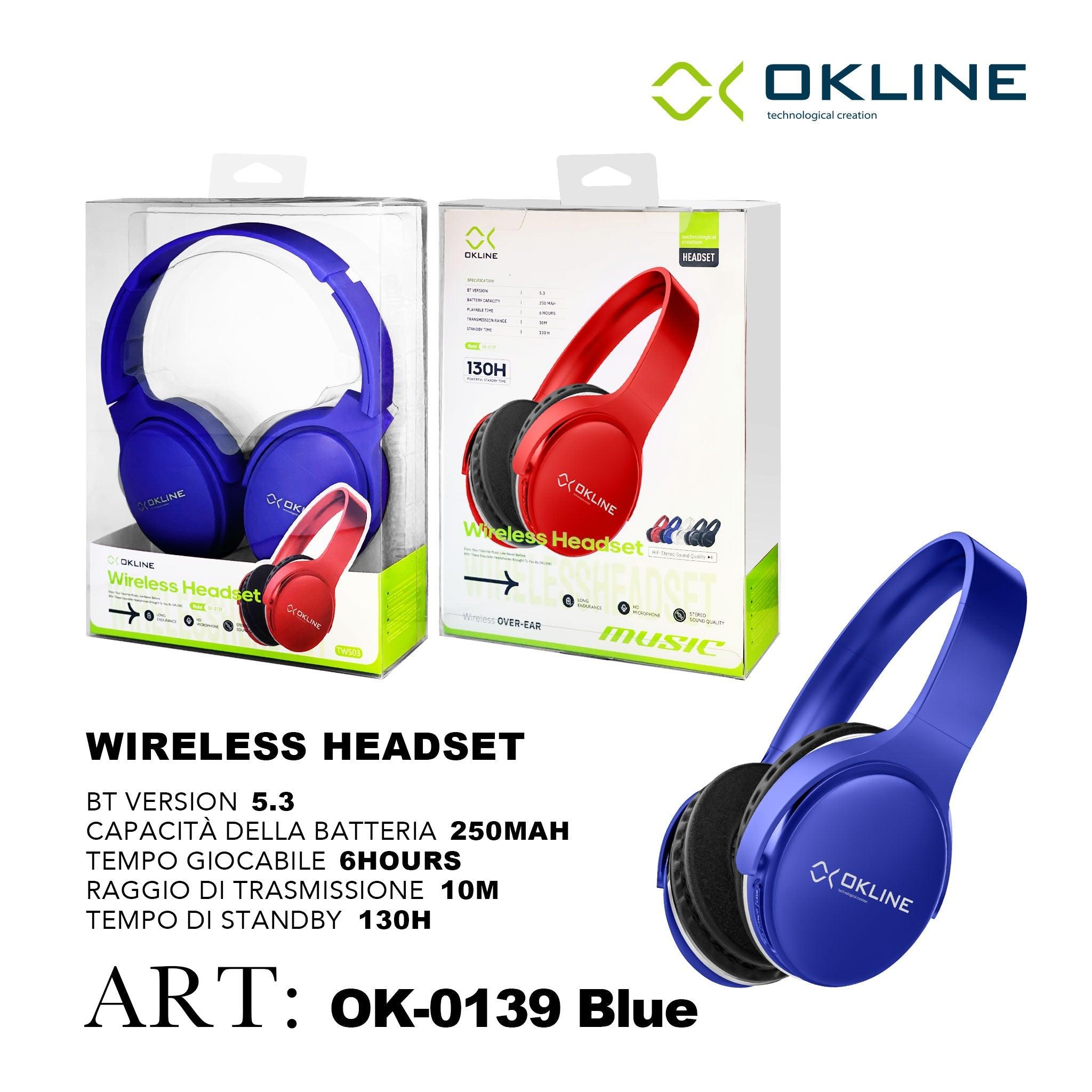 ART.OK-0139BLU OKLINE MUSIC CUFFIE BLUETOOTH BLU - koseakasa