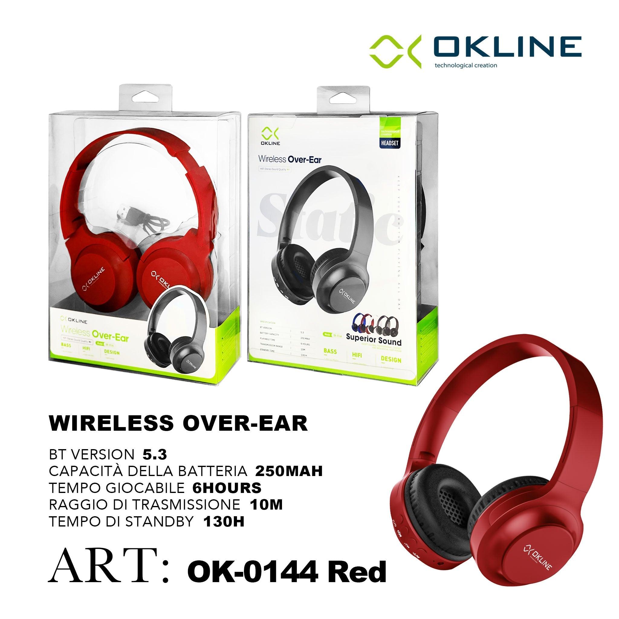 ART.OK-0144ROS OKLINE SUPERIOR SOUND CUFFIE BLUETOOTH ROSSO - koseakasa