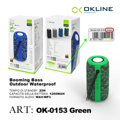 ART.OK-0153VER OKLINE BOOMING BASS STEREO WATERPROOF WIRELESS VERDE - koseakasa