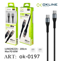 ART.OK-0197 OKLINE Type-C Type-C Cavo intrecciato 60W200cm Grigio - koseakasa