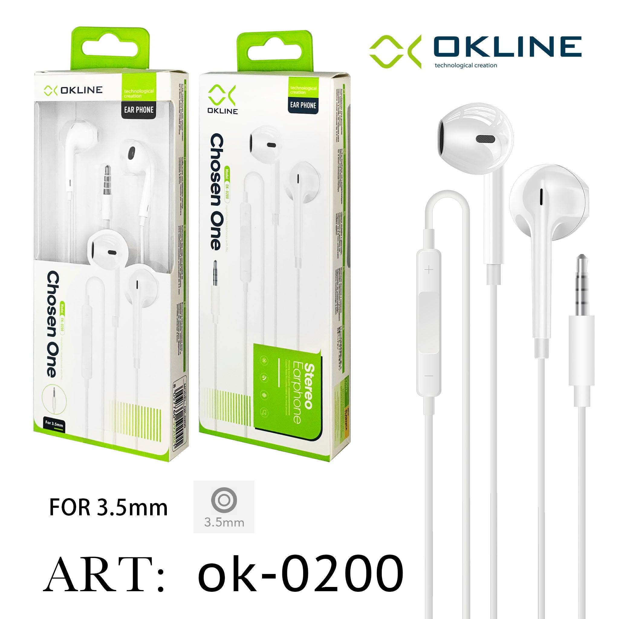 ART.OK-0200 OKLINE STEREO AURICOLARE A FILO UNIVERSALE 3.5MM BIANCO - koseakasa