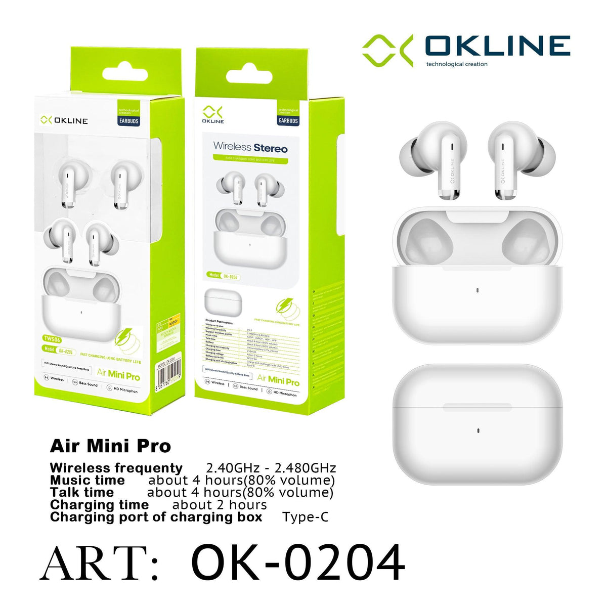 ART.OK-0204 OKLINE MINI PRO CUFFIE WIRELESS BIANCO - koseakasa