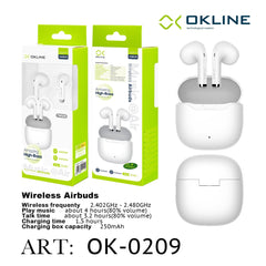ART.OK-0209 OKLINE AIRBUDS CUFFIE WIRELESS BIANCO - koseakasa