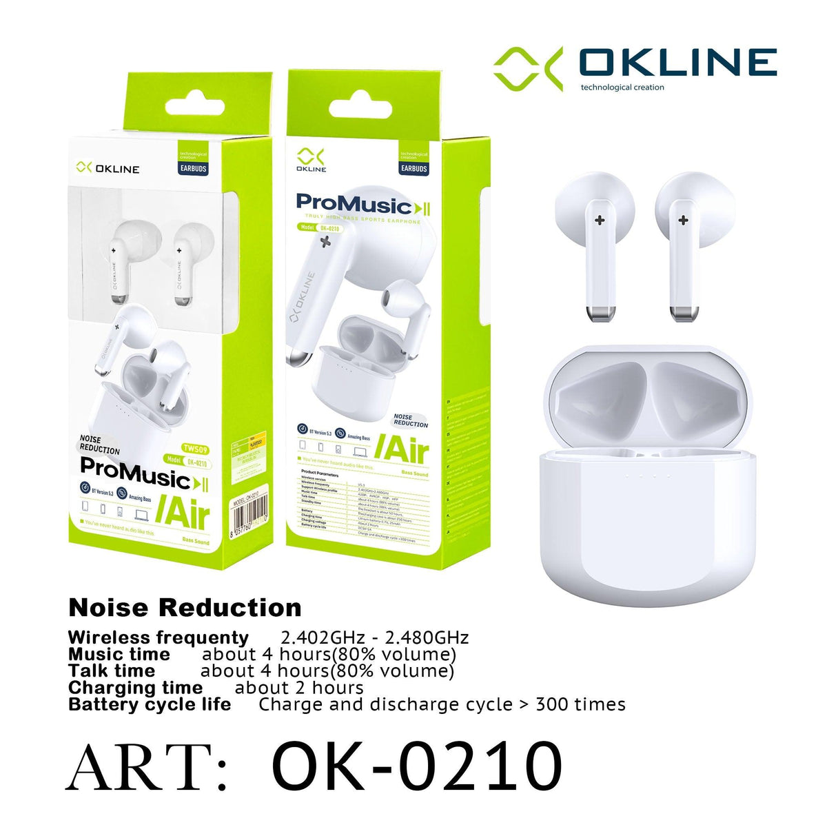 ART.OK-0210 OKLINE PROMUSIC CUFFIE WIRELESS BIANCO - koseakasa