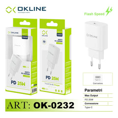 ART.OK-0232N OKLINE Caricatore da muro PD 25W Bianco - koseakasa