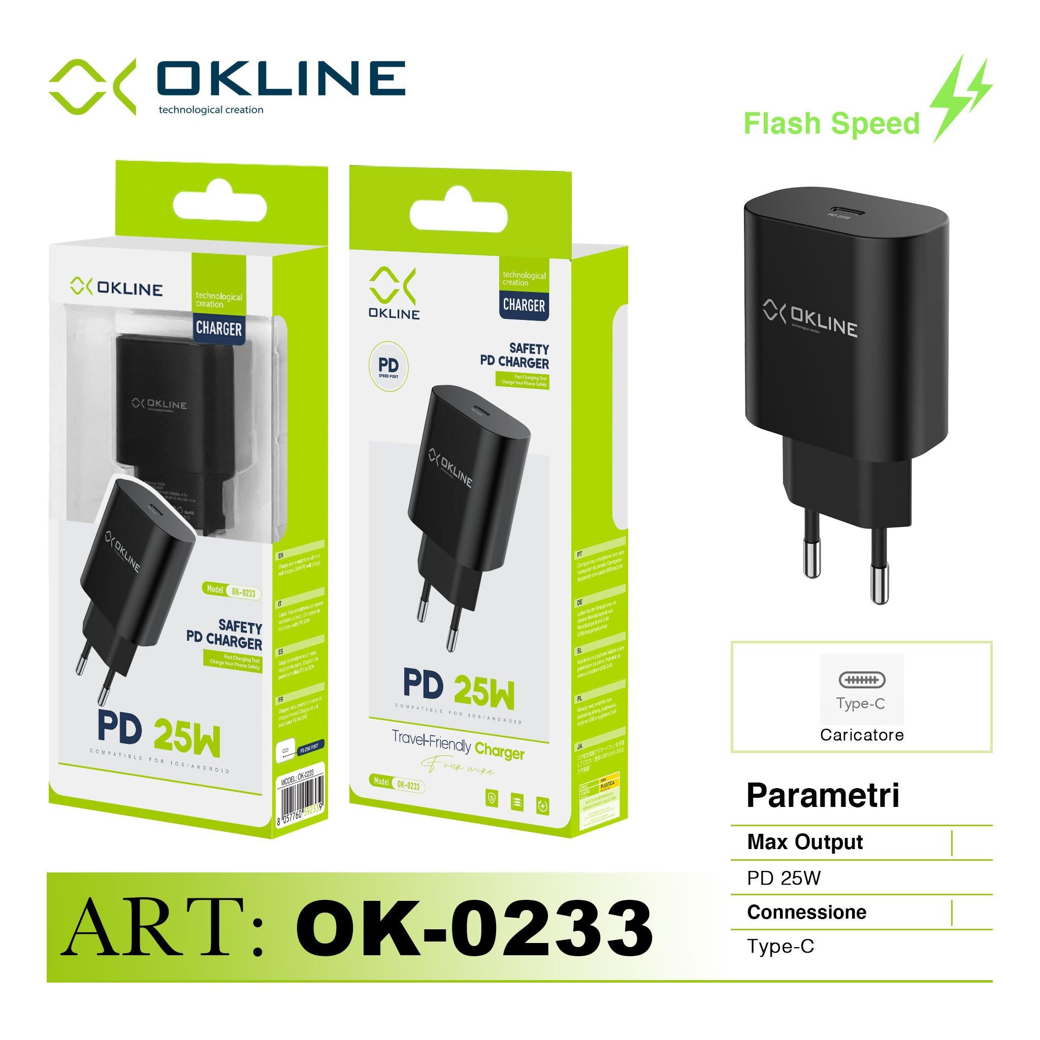ART.OK-0233N OKLINE Caricatore da muro PD 25W Nero - koseakasa