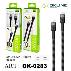 ART.OK-0283 OKLINE Type-C Type-C Cavo intrecciato 60W100cm Grigio Scuro - koseakasa