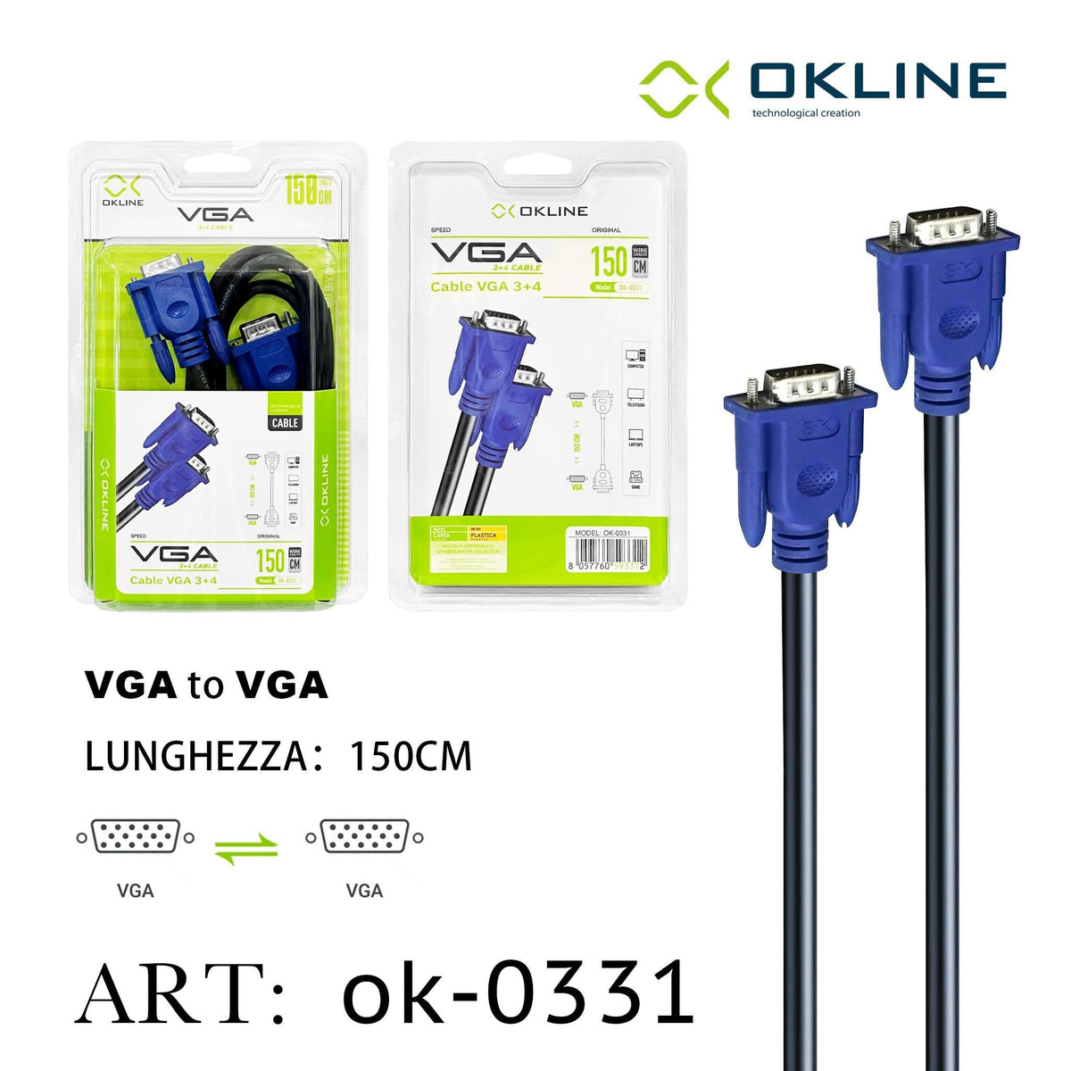 ART.OK-0331 OKLINE VGA CAVO 150CM - koseakasa