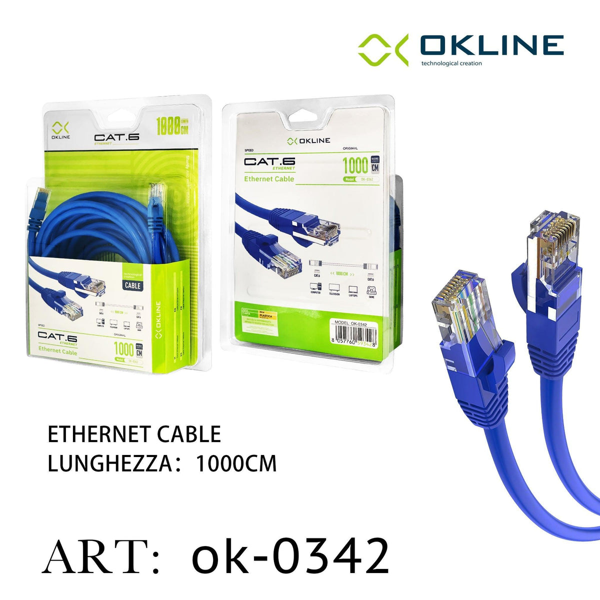 ART.OK-0342 OKLINE CAT.6 ETHERNET CAVO 1000CM - koseakasa