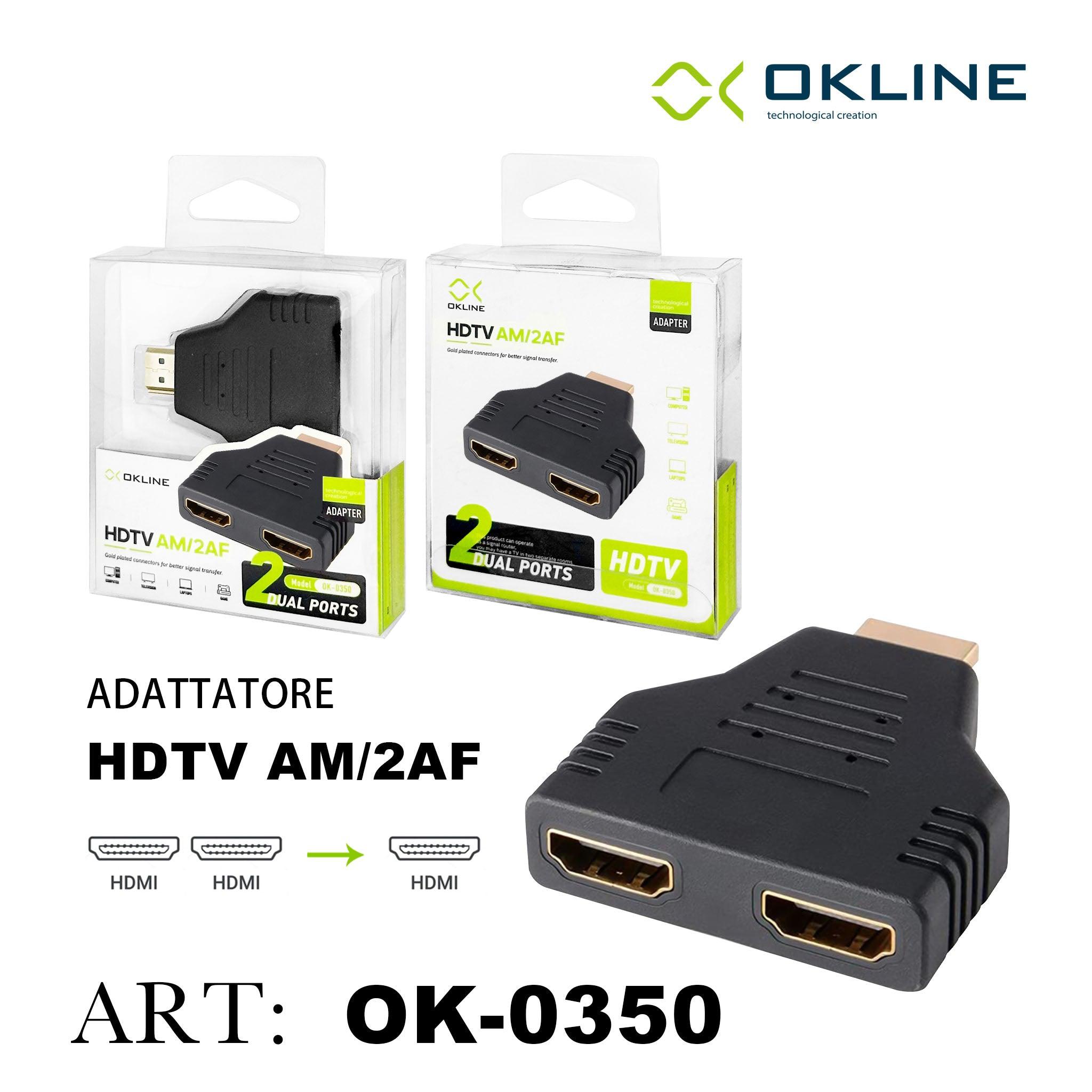 ART.OK-0350 OKLINE ADATTATORE HDTV AM/2AF NERO - koseakasa