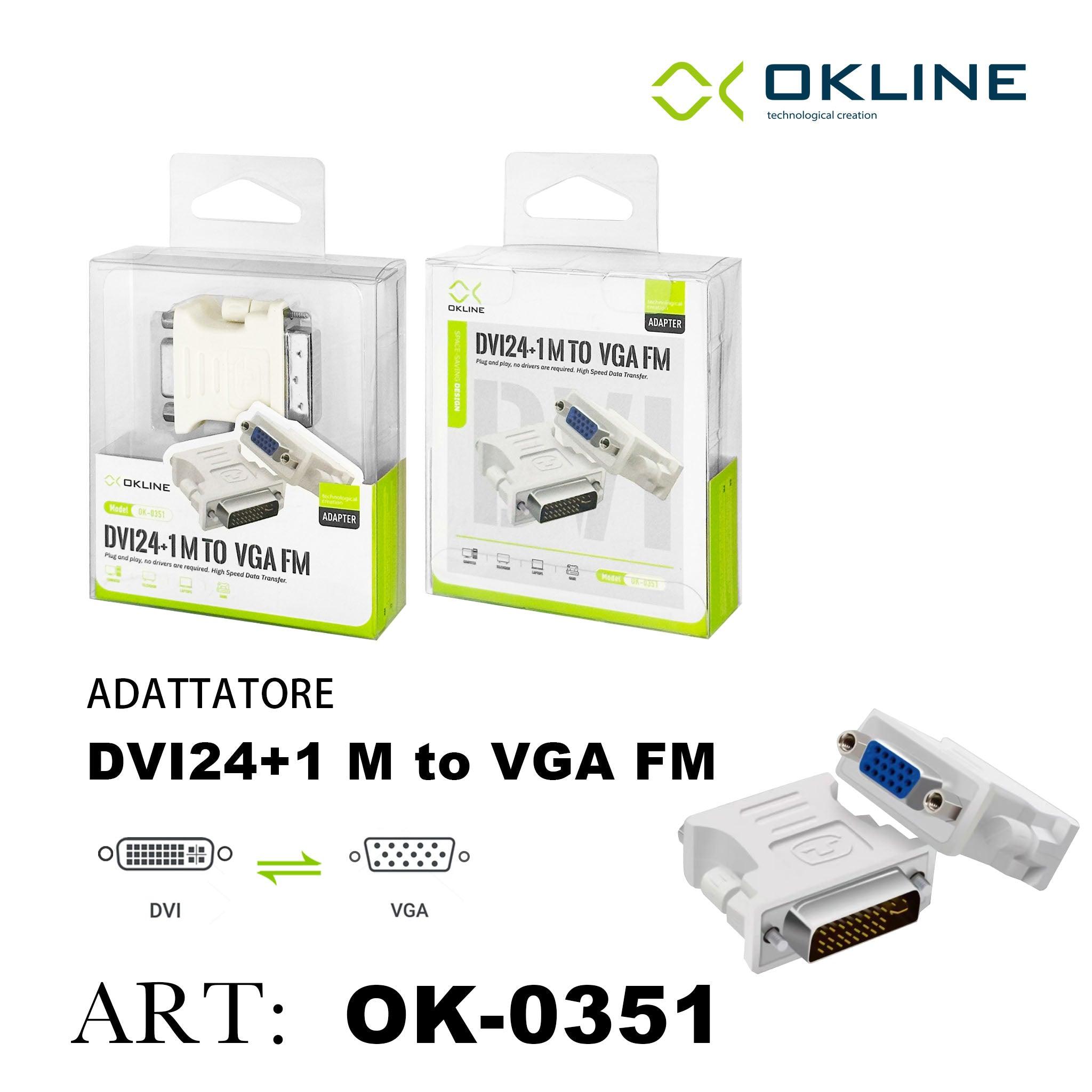 ART.OK-0351 OKLINE ADATTATORE DVI 24PIU1 M a VGA FM BIANCO - koseakasa