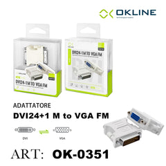 ART.OK-0351 OKLINE ADATTATORE DVI 24PIU1 M a VGA FM BIANCO - koseakasa