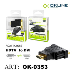 ART.OK-0353 OKLINE ADATTATORE HDTV M a DVI 24PIU1 F NERO - koseakasa