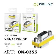 ART.OK-0355 OKLINE ADATTATORE VGA 15PIN F/F ARGENTO - koseakasa