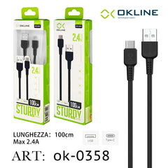 ART.OK-0358 OKLINE Type-C USB Cavo 2.4A 100cm Nero - koseakasa