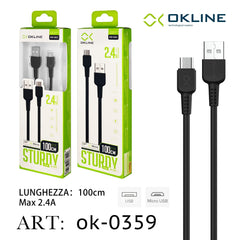 ART.OK-0359 OKLINE Micro USB Cavo 2.4A 100cm Nero - koseakasa