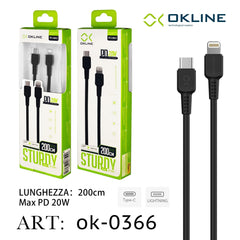 ART.OK-0366 OKLINE Type-C Iphone Lightning Cavo 20W200cm Nero - koseakasa