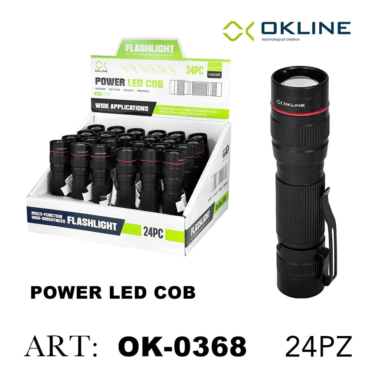ART.OK-0368 OKLINE LED POWER TORCIA PORTATILE IMPERMEABILE - koseakasa