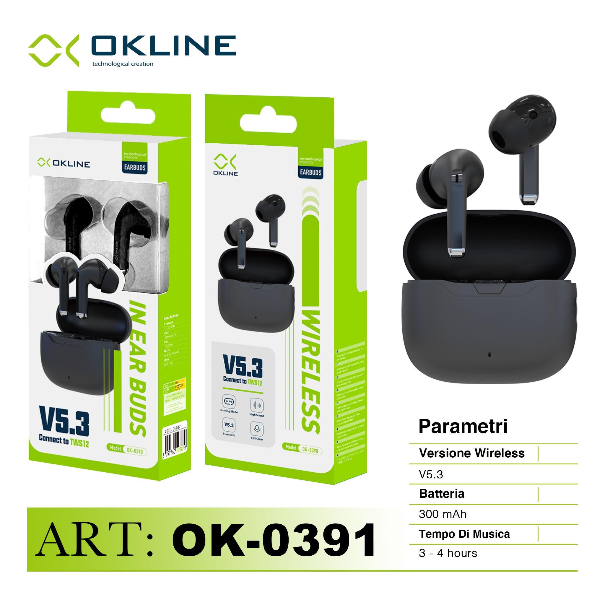 ART.OK-0391 OKLINE V5.3 EARBUDS CUFFIE WIRELESS NERO - koseakasa