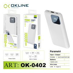 ART.OK-0402 OKLINE BIANCO DISPLAY LED POWER BANK 10000mAH - koseakasa