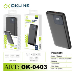 ART.OK-0403 OKLINE NERO DISPLAY LED POWER BANK 10000mAH - koseakasa