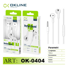 ART.OK-0404 OKLINE PERFECT SOUND AURICOLARE A FILO 3.5MM BIANCO - koseakasa