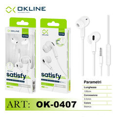 ART.OK-0407 OKLINE SATISFY STEREO AURICOLARE A FILO 3.5MM BIANCO - koseakasa