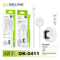 ART.OK-0411 OKLINE AIR WIRELESS APPLE WATCH CARICABATTERIE TYPE-C 2.5W BIANCO - koseakasa
