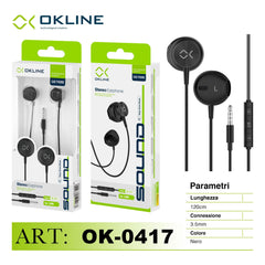 ART.OK-0417 OKLINE STEREO AURICOLARE A FILO 3.5MM NERO - koseakasa