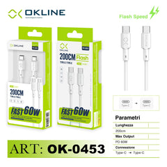 ART.OK-0453 OKLINE Type-C Type-C Cavo 60W200cm Bianco - koseakasa