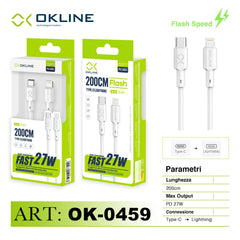 ART.OK-0459 OKLINE Type-C Iphone Lightning Cavo 27W200cm Bianco - koseakasa