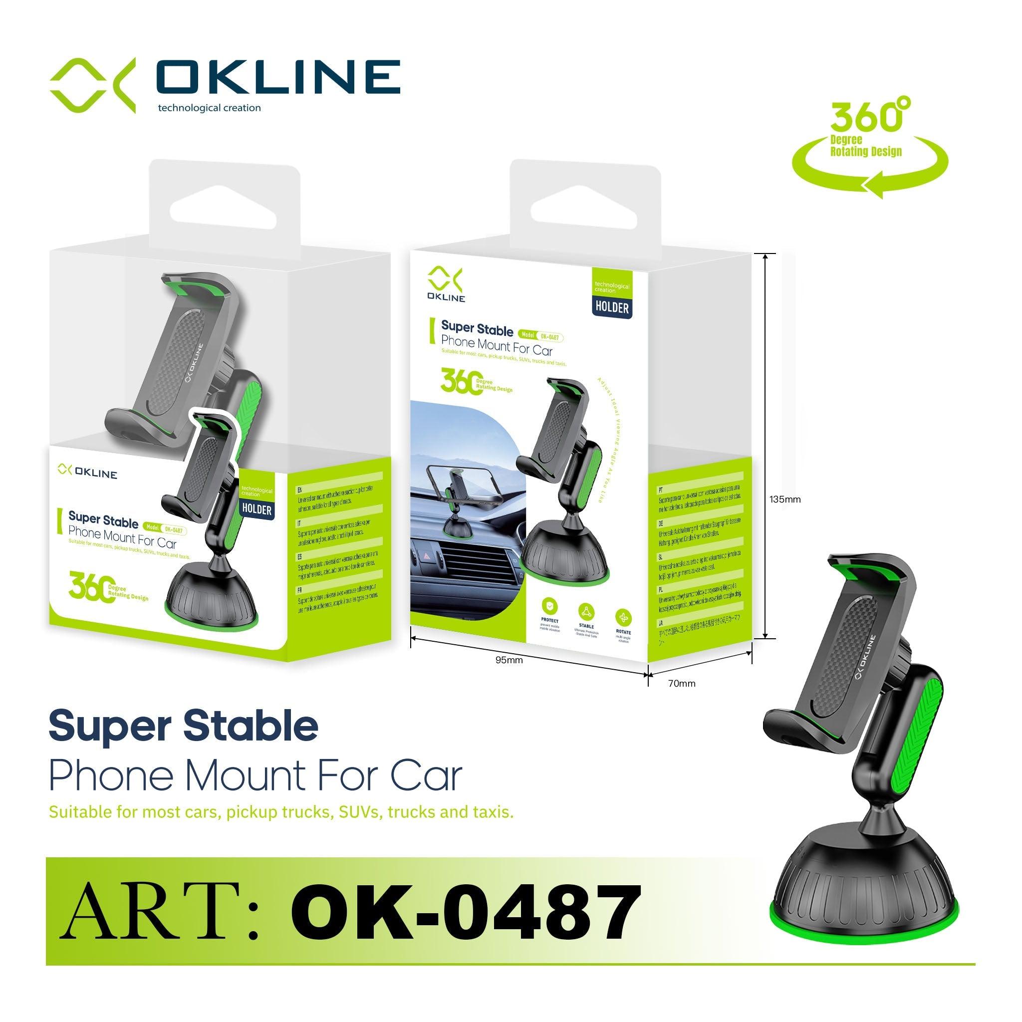 ART.OK-0487 OKLINE SUPER STABLE SUPPORTO VENTOSA ADESIVA DEL TELEFONO AUTOMOBILE NERO - koseakasa