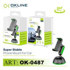 ART.OK-0487 OKLINE SUPER STABLE SUPPORTO VENTOSA ADESIVA DEL TELEFONO AUTOMOBILE NERO - koseakasa