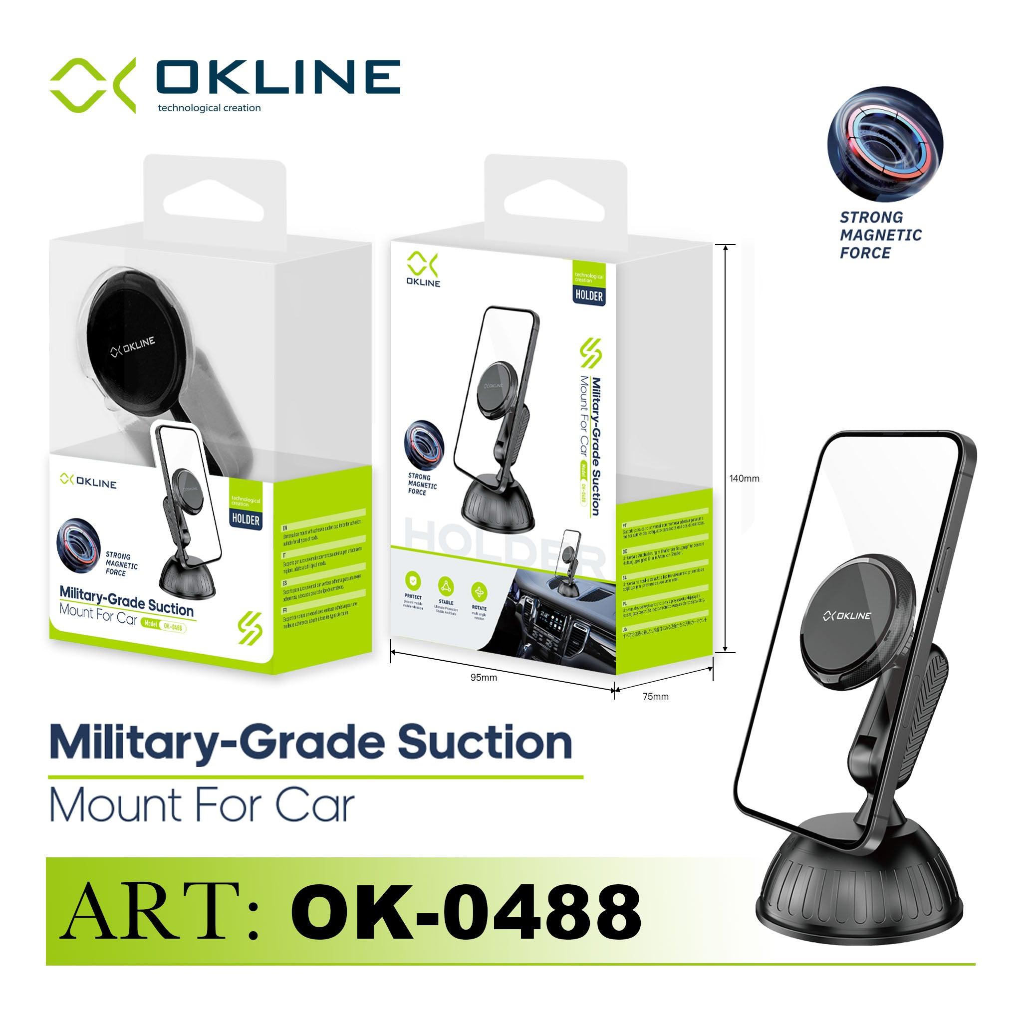 ART.OK-0488 OKLINE MILITARY-GRADE SUPPORTO VENTOSA DEL TELEFONO NERO - koseakasa
