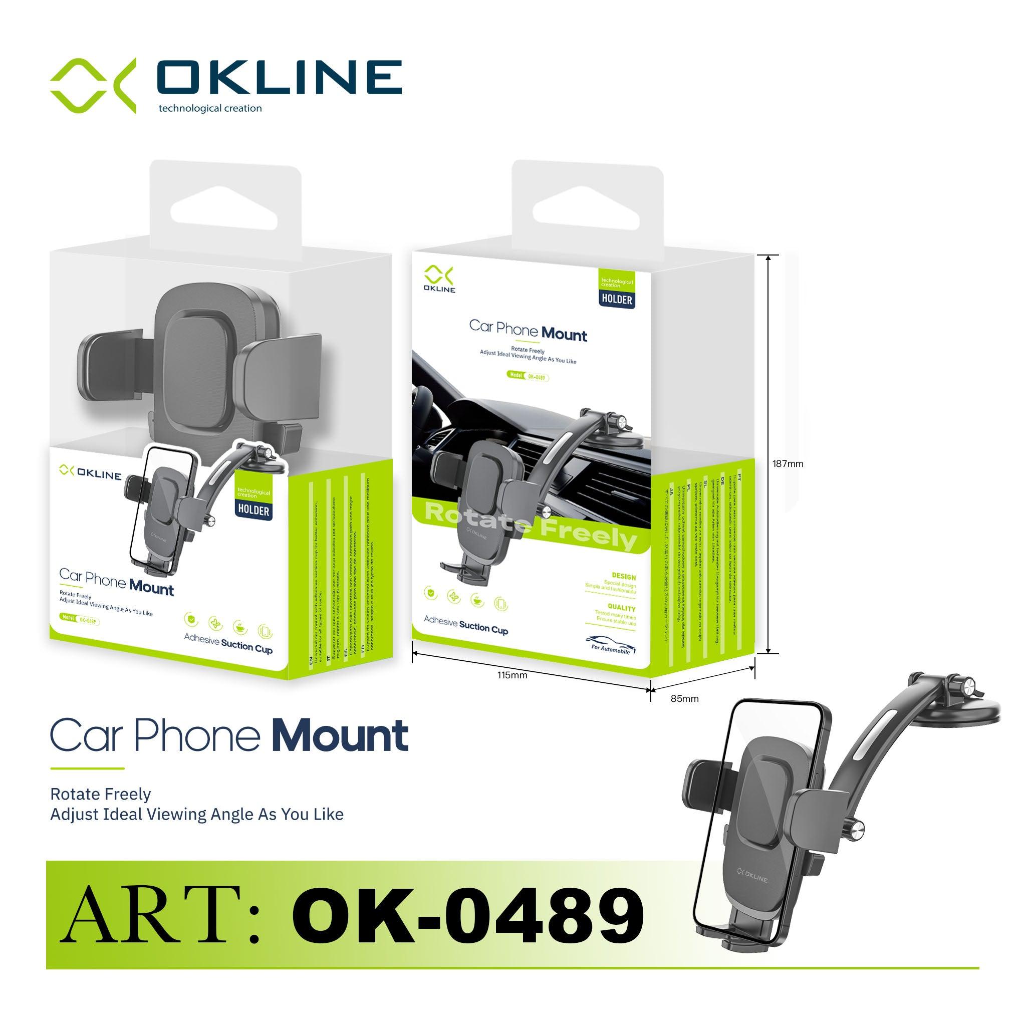 ART.OK-0489 OKLINE ROTATE FREELY SUPPORTO VENTOSA ADESIVA DEL TELEFONO AUTOMOBILE NERO - koseakasa
