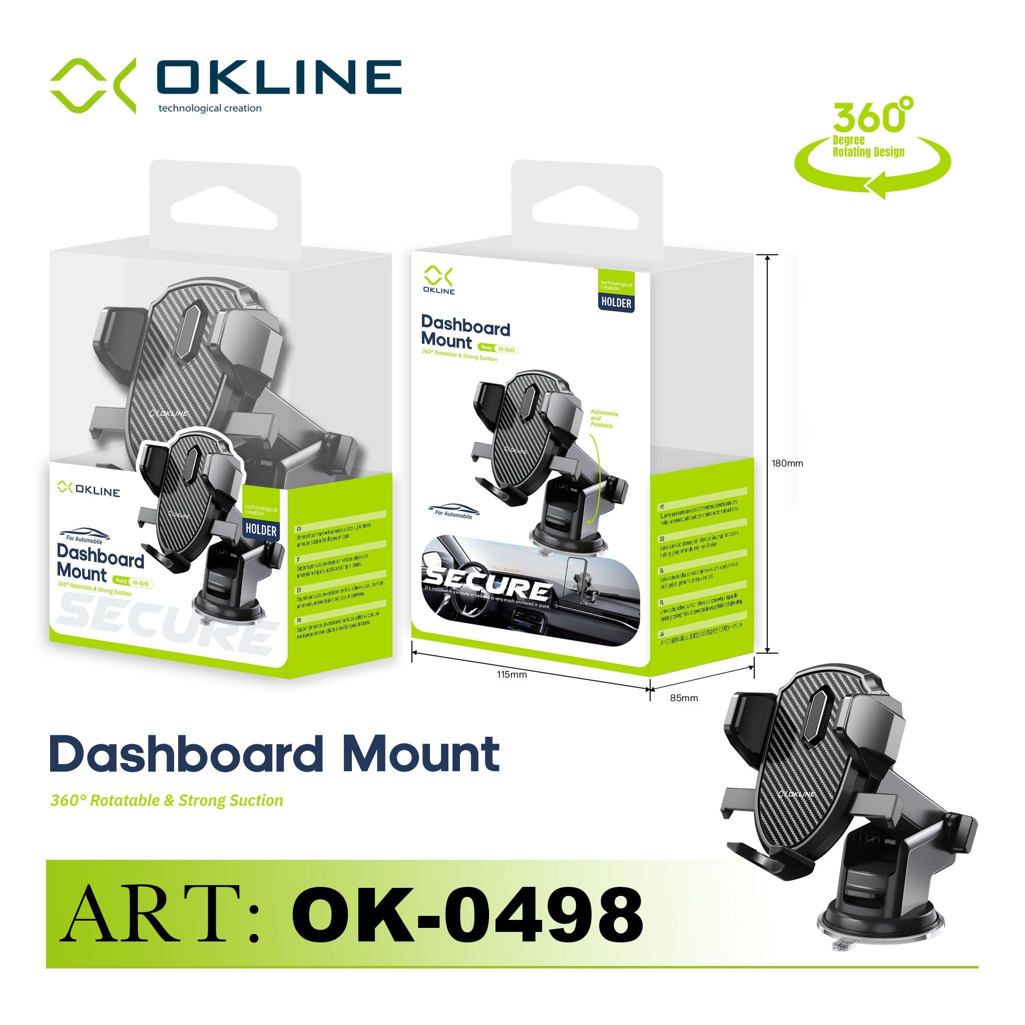 ART.OK-0498 OKLINE SUPPORTO VENTOSA ADESIVA DEL TELEFONO AUTOMOBILE NERO - koseakasa