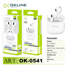 ART.OK-0541 OKLINE EARBUDS CUFFIE STEREO WIRELESS BIANCO - koseakasa