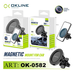 ART.OK-0582 OKLINE GIREVOLE 360 MAGNETICO SUPPORTO UNIVERSALE PER AUTO BOCCHETTE ARIA NERO - koseakasa