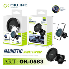 ART.OK-0583 OKLINE GIREVOLE 360 MAGNETICO SUPPORTO UNIVERSALE PER AUTO BOCCHETTE ARIA NERO - koseakasa