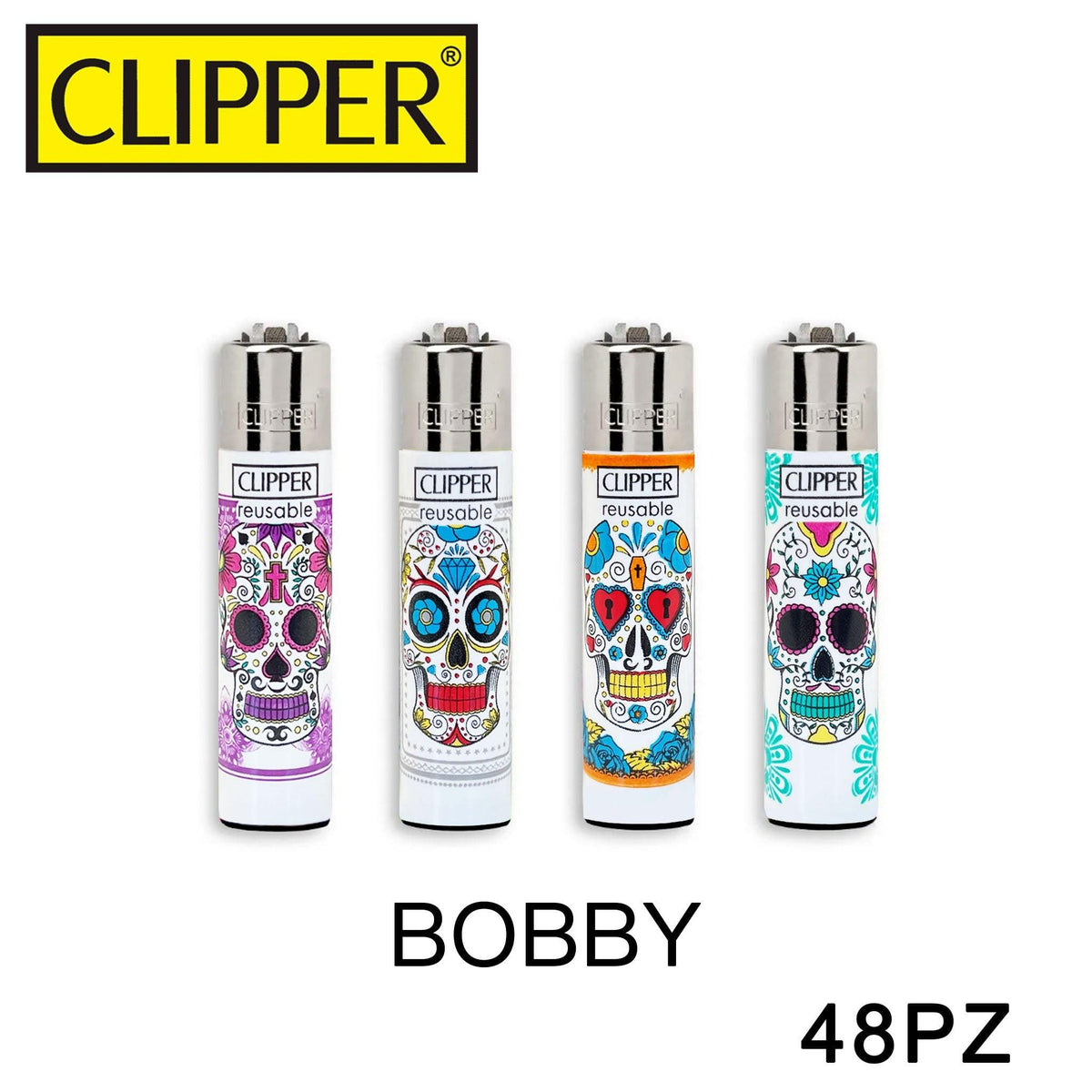 CLIPPER ACCENDINO BOBBY MEXICAN SKULLS 48PZ - koseakasa