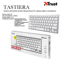 TASTIERA WIRELESS ULTRA SOTTILE SILVER TRUST ART.24652 BL1 - koseakasa